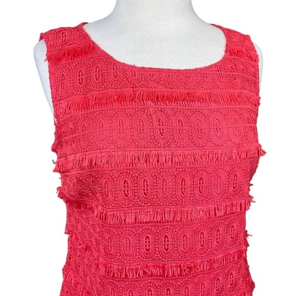 Talbots Orange Fringed Lace Sleeveless Side Zip  Back Button Shell NWT Size 8 - Picture 2 of 12